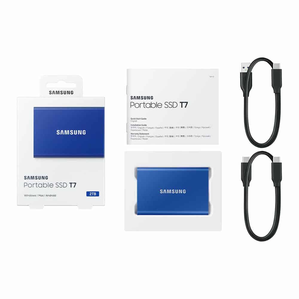 (image for) Samsung T7 Blue 2TB Portable External SSD USB-C/A Gen2